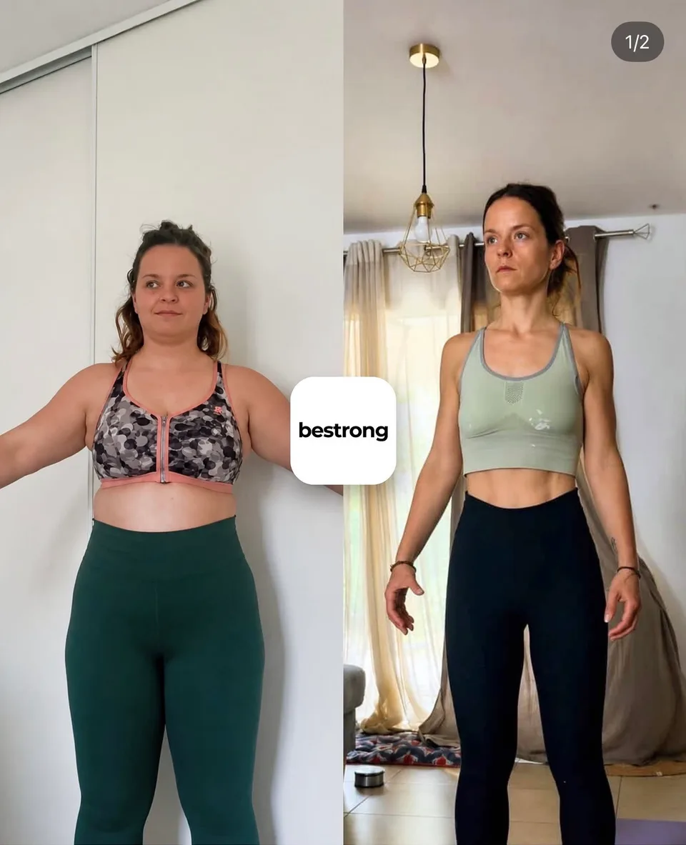 Transformation 1 : deux photos du parcours d’une membre Bestrong