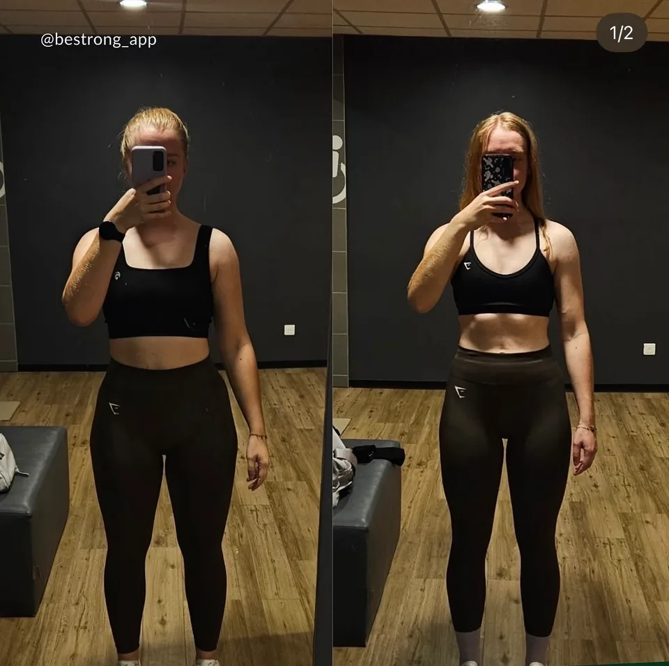 Transformation 3 : deux photos du parcours d’une membre Bestrong