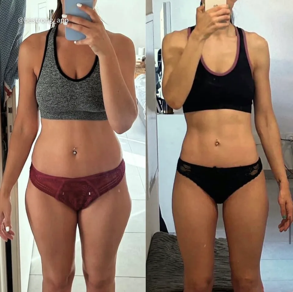 Transformation 4 : deux photos du parcours d’une membre Bestrong